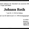 Roth Johann 1912-1995 Todesanzeige